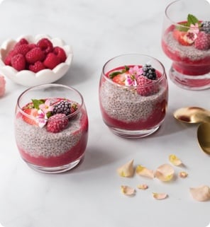 raspberry rose chia pudding